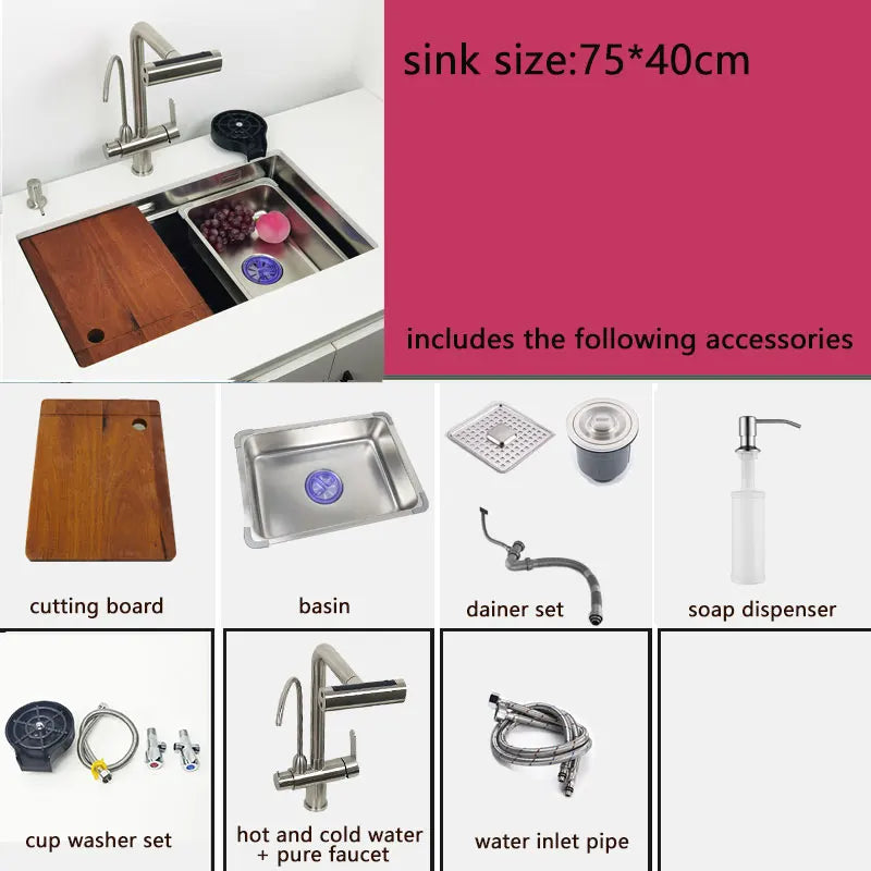 304 stainless steel undermount or Above Mount kitchen sink Washing Basin with Multifunctional waterfall kitchen faucet