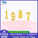 New Gold Digital Candle Birthday Number Cake Candle Drop Ship 0 1 2 3 4 5 6 7 8 9 Cake Girls Boys Baby Party Supplies Decoration