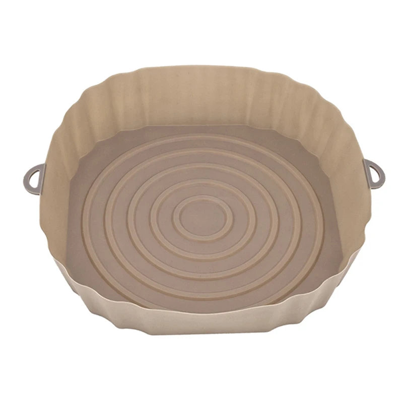 1PC Reusable Silicone Air Fryer Basket Oven Mold Baking Tray Pizza Fried Chicken Basket Round Square Pan Liner Accessories