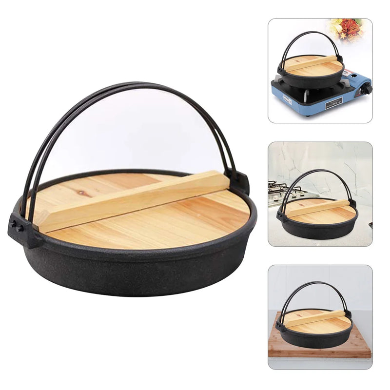 Hot Pot Camping Cooking Stove Cookware Hanging Stewpan for Home Japanese Style Griddle Soup Frying Cast Iron