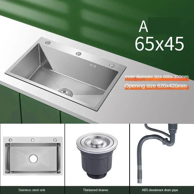 Stainless Steel Chinese Kitchen Sinks for Kitchen Sink Thickened Brushed Process Simple and Creative Kitchen Sink for Restaurant