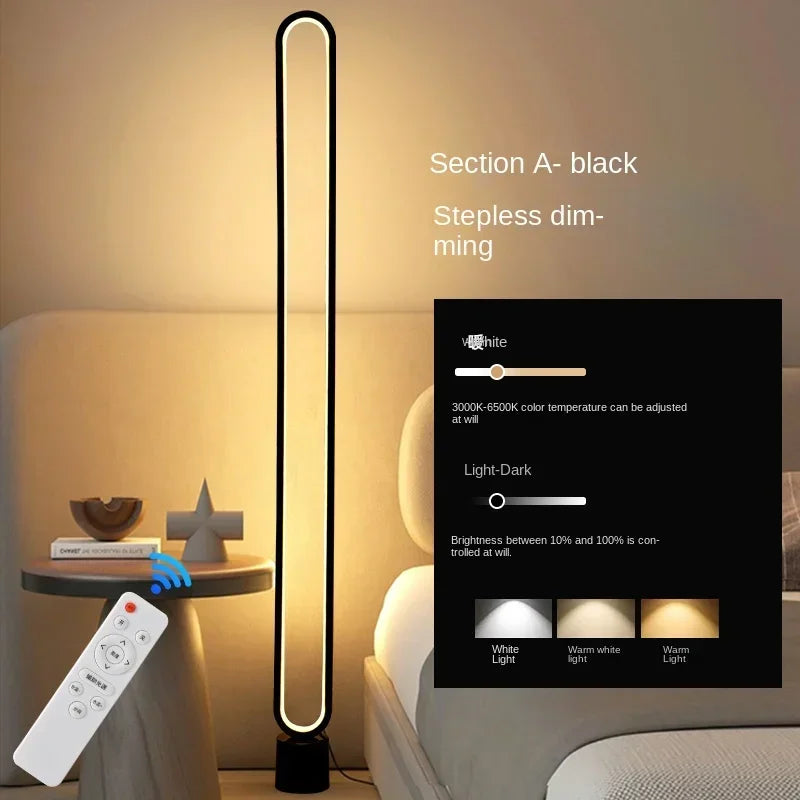 RGB Minimalist Floor Lamp, Living Room, Bedroom, Study, Bedside Lamp, Eye Protection LED Remote Control Dimming Ambient Light