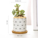 Nordic Geometric Pattern Ceramic Succulent Pot Straight Simple Black and White Home Decoration Succulent Small Potted Plant