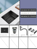 Household Black Sink for Kitchen Italian Metal Dry Handmade Kitchen Sinks Simple Small Light Luxury Kitchen Sinks for Bar