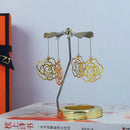 Romantic Aromatherapy Glass Candle Cup Lid, Stainless Steel Rotating Carousel Candle Holder, Walking Light Candlestick Decoratio