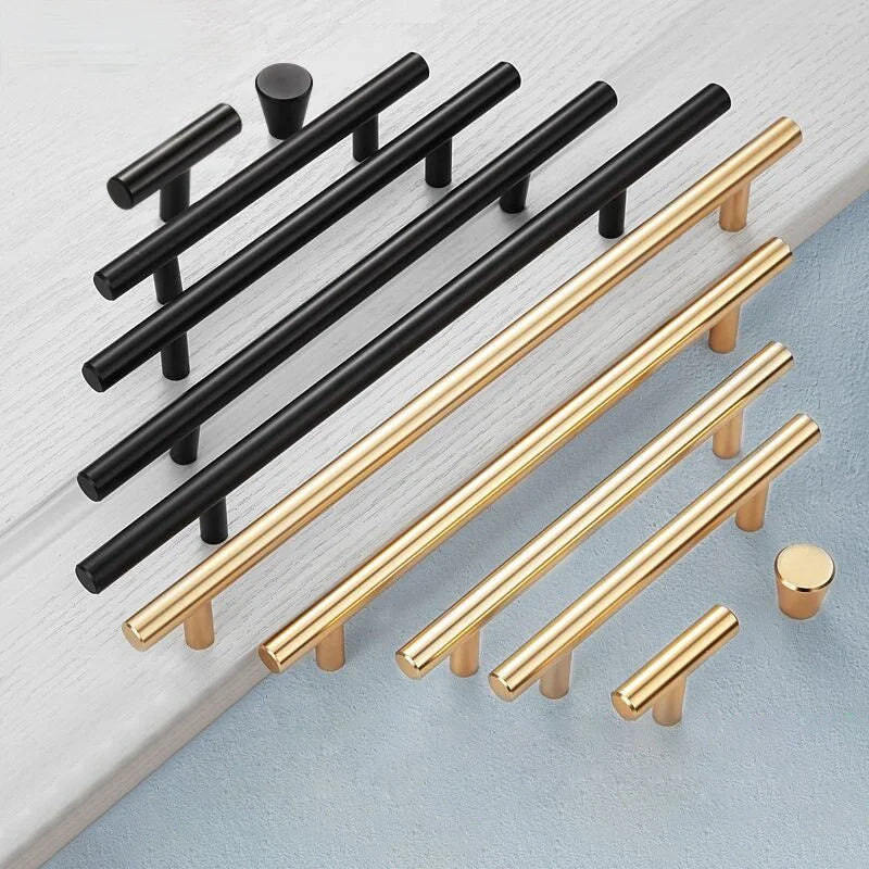 Stainless Steel Straight Cupboard Handles Knobs Brushed Black Gold Kitchen Door Handles Cabinet Pull Furniture Handle