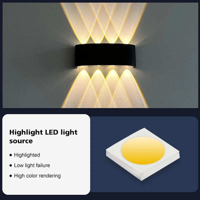 Up and Down LED Wall Lamp Waterproof IP66 Interior Wall Light For Bedroom Living Room Corridor Indoor Outdoor Lighting