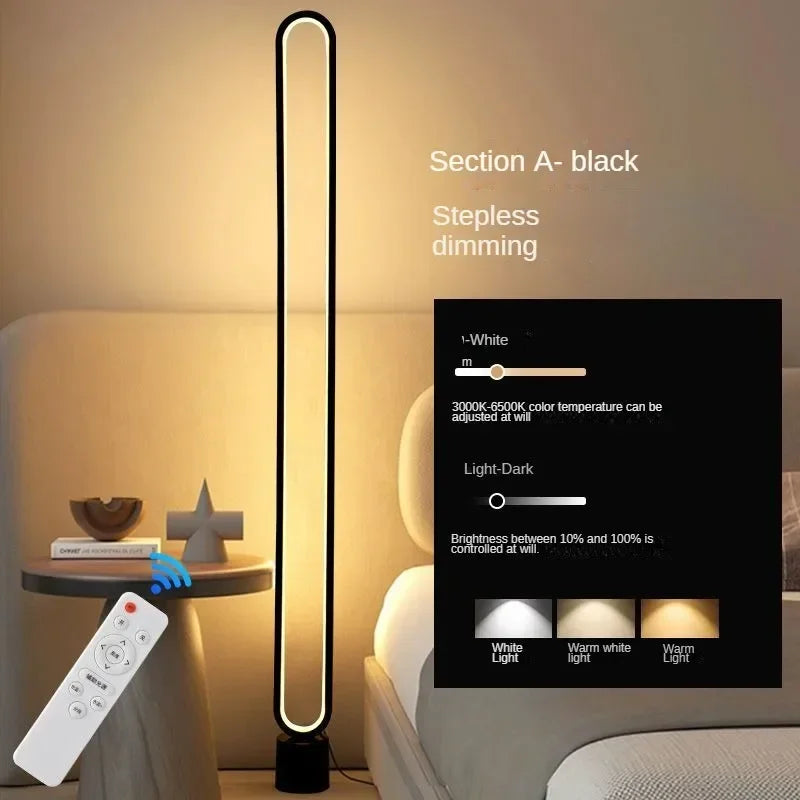 RGB Minimalist Floor Lamp, Living Room, Bedroom, Study, Bedside Lamp, Eye Protection LED Remote Control Dimming Ambient Light