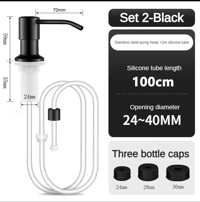 Stainless Steel Soap Dispenser Extension Tube Kit Kitchen Sink Liquid Soap Dispenser Bathroom Lotion Detergent Hand Press Pumps