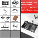 Stainless Steel Waterfall Kitchen Sink Cup Washer Knife Rack Embossed Extra Large Single Slot Apartment Left Side Drainage