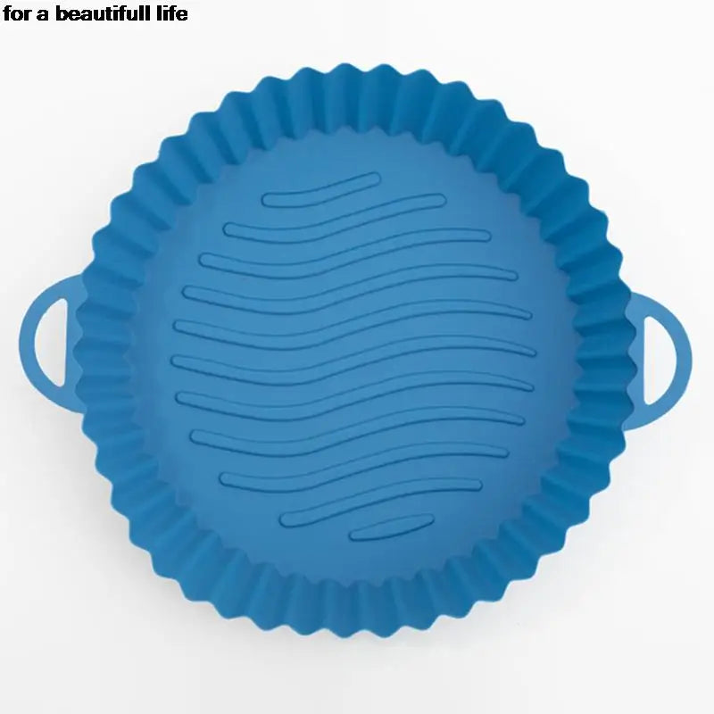 1PC Reusable Silicone Air Fryer Basket Oven Mold Baking Tray Pizza Fried Chicken Basket Round Square Pan Liner Accessories