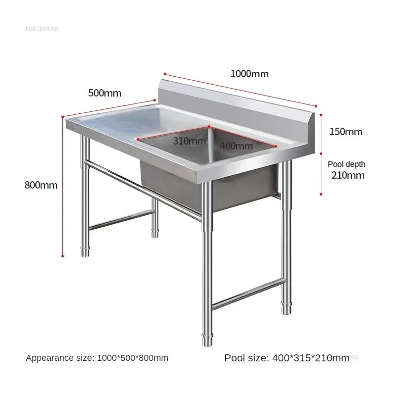 Stainless Steel Kitchen Sinks Washing Sink with Bracket Multifunctional Sinks for Restaurant Commercial Floor Dishwashing Sinks