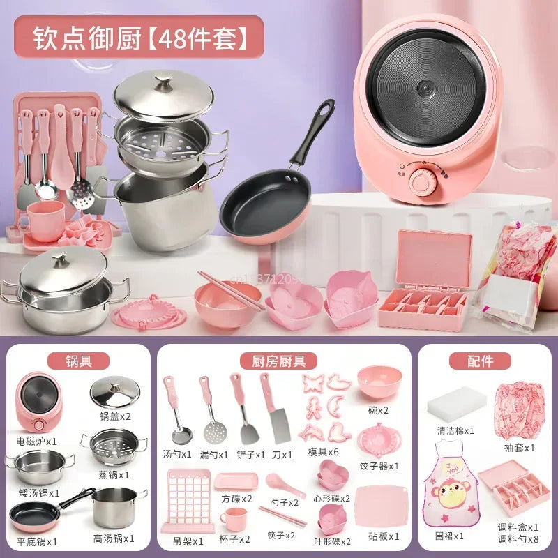New Funny Kitchen Toys Girl  Can Cook  Mini Kitchen Items Real Cooked Family Toy Set Birthday Gift Girl Toys Kitchen Accessories