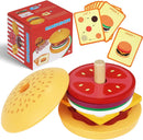 Wooden Burger Sandwich Stacking Toys For Toddler Kids Preschool Learning Educational Toys Pretend Play Food Kitchen Toys Gift
