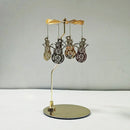 Stainless Steel Gold Round Disc Candlestick Christmas Gift Aromatherapy Running Horse Light Romantic Rotating Candle Holder