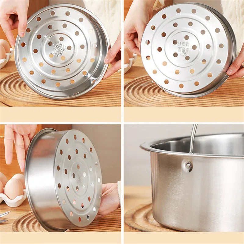 Thick 304 Stainless Steel Food Steamer with Double Handle Rice Cooker Dumplings Steaming Rack Grid Kitchen Cooking Utensils