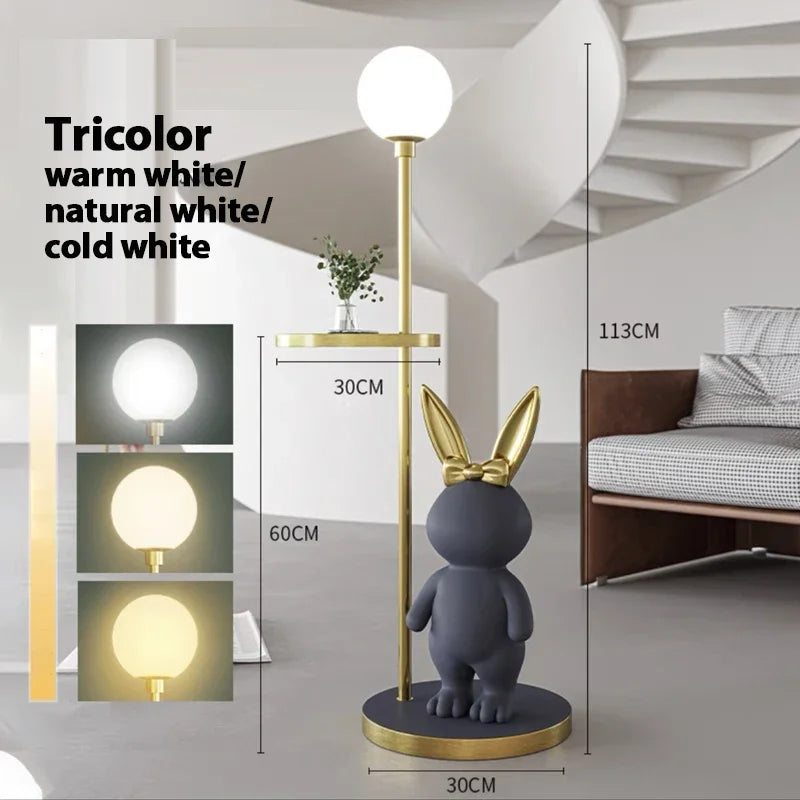 Nordic Modern Rabbit Table LED Floor Lamp for Living kids Children‘s room Bedroom Coffee Bedsidecorner Ambient Night LIght