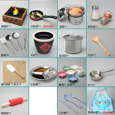 Dollhouse Mini Kitchen Furniture Toys Full Set Models for Doll House Kitchen Furniture Decorative Accessories