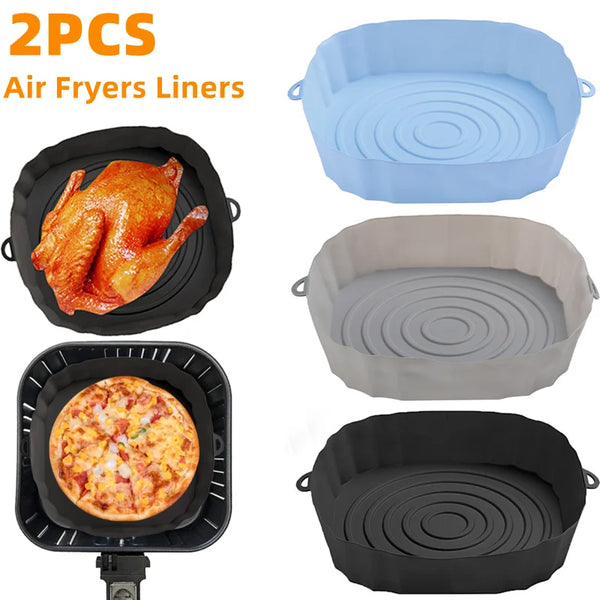 1/2Pcs Air Fryer Kitchen Utensils Air Fryers Pan Pizza Baking Mold Airfryer Accessories Silicone Air Fryer Pans Mold For Baking