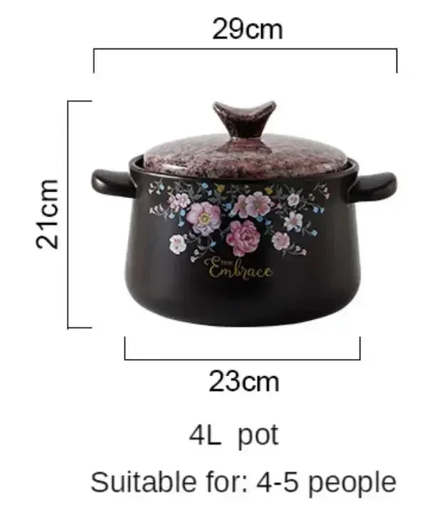 Terracotta Casserole Korean Flower Clay Pot Ceramic Soup Pots Saucepan Stewpan Cooking Pan Home Kitchen Supplies Cookware