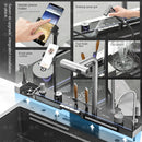 Kitchen 304 Stainless Steel Waterfall Sink, Large Single Slot, Digital Display Embossed Washing Basin Household Dishwashing Sink