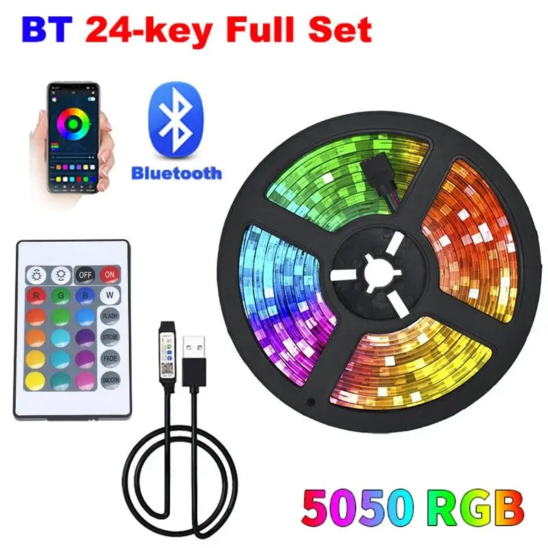 LED Strip Bluetooh APP IR remote Control USB RGB 5050 Lights Changed to Warm forBedroom TV Wall And Living Room Party Decoration