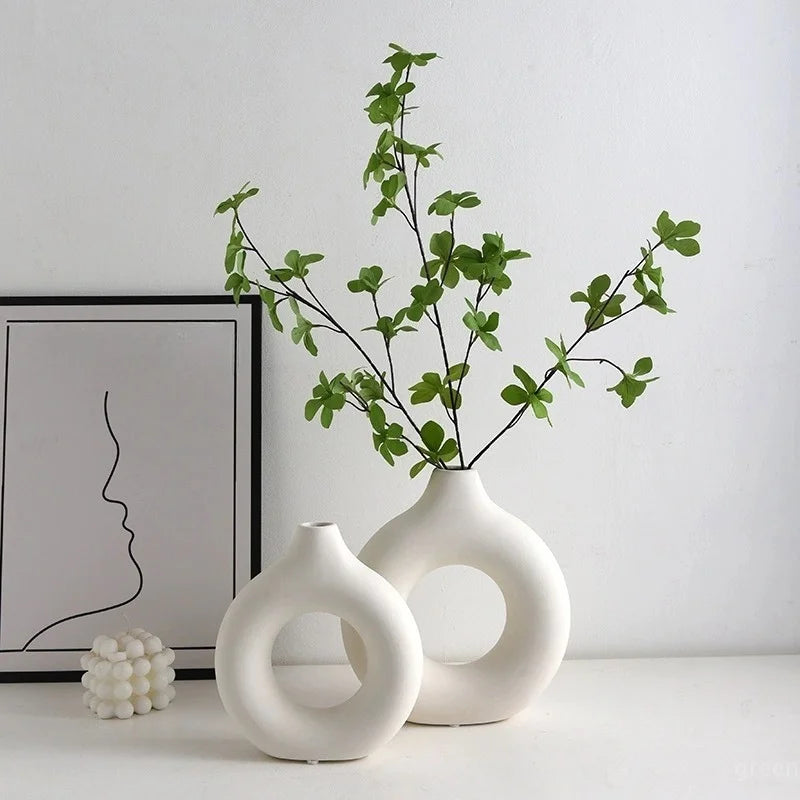 Home Flower Vase Imitation Ceramic Plastic Flower Pot Storage Bottle For Flowers Living Room Modern Home Decorations Ornaments