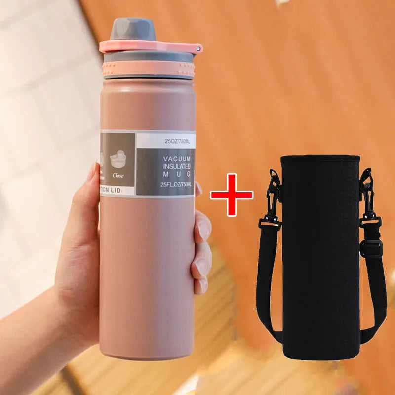 530ML/750ML Thermos Water Bottle Large capacity Stainless Steel Vacuum Flask Mug Portable Outdoor Thermal Mug Sports Drinks Cup