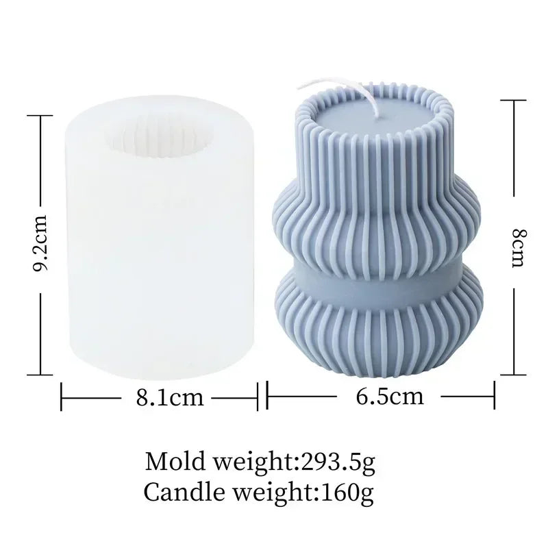 Wave cylindrical candle silicone mold with irregular geometric shape twisted stripes cylindrical candle mold resin gypsum mold