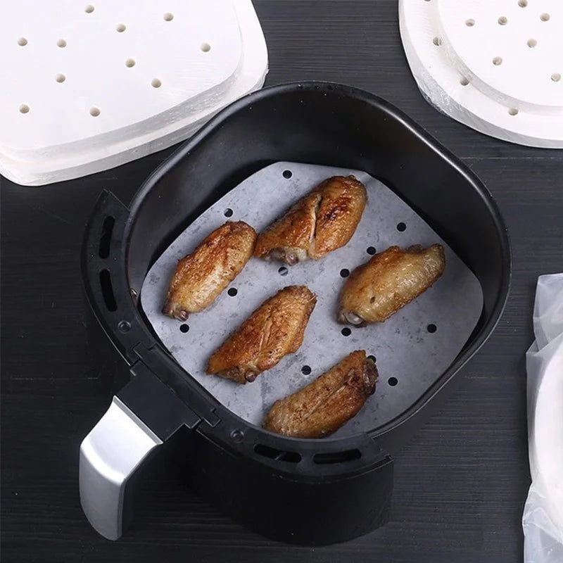 50/100pcs Bamboo Steamer Papers Disposable Non-Stick Steamer Mat Oil Paper Air Fryer Oven Kitchen Pan Pad Airfryer Bakpapier