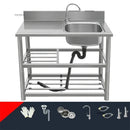 Household Vegetable Washing Basin with Bracket Commercial Stainless Steel Kitchen Sinks Kitchen Workbench Washing Single Sink