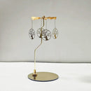 Stainless Steel Gold Round Disc Candlestick Christmas Gift Aromatherapy Running Horse Light Romantic Rotating Candle Holder