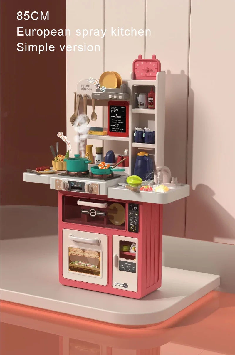 93cm Children's Kitchen Kids Toys, Kids Kitchen Cooking Set Gift Box for Girls, Luxury Version Tableware Set, 88 Accessories