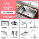 Stainless Steel Kitchen Sink Farmhouse Above Counter Undermounter Single Bowel Wash Basin With Gourmet Faucet Drain Accessories