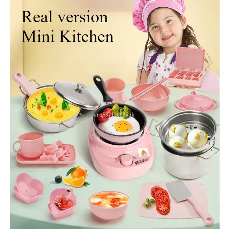 New Funny Kitchen Toys Girl  Can Cook  Mini Kitchen Items Real Cooked Family Toy Set Birthday Gift Girl Toys Kitchen Accessories