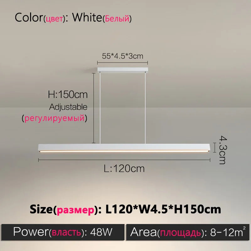 Designer dining room chandelier simple modern Nordic dining table bar table lamp minimalist led long office chandelier