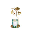 Stainless Steel Gold Round Disc Candlestick Christmas Gift Aromatherapy Running Horse Light Romantic Rotating Candle Holder