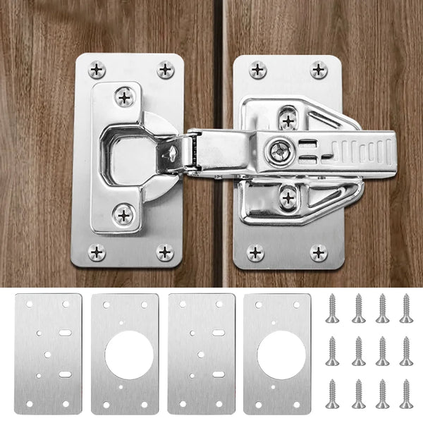 2-10Pcs Cabinet Hinge Repair Plate Kit Kitchen Cabinet Hinge Repair Plate Stainless Steel Hinge Door Hinge Mounting Fixing Plate