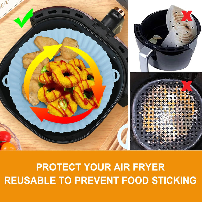 Silicone Air Fryer Pot Baking Tray Pans Fried Chicken Silicone Mold Basket Mat Airfryer Replacement Kitchen Accessories 20cm
