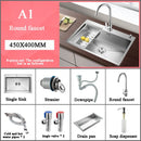 Stainless Steel Kitchen Sink Farmhouse Above Counter Undermounter Single Bowel Wash Basin With Gourmet Faucet Drain Accessories