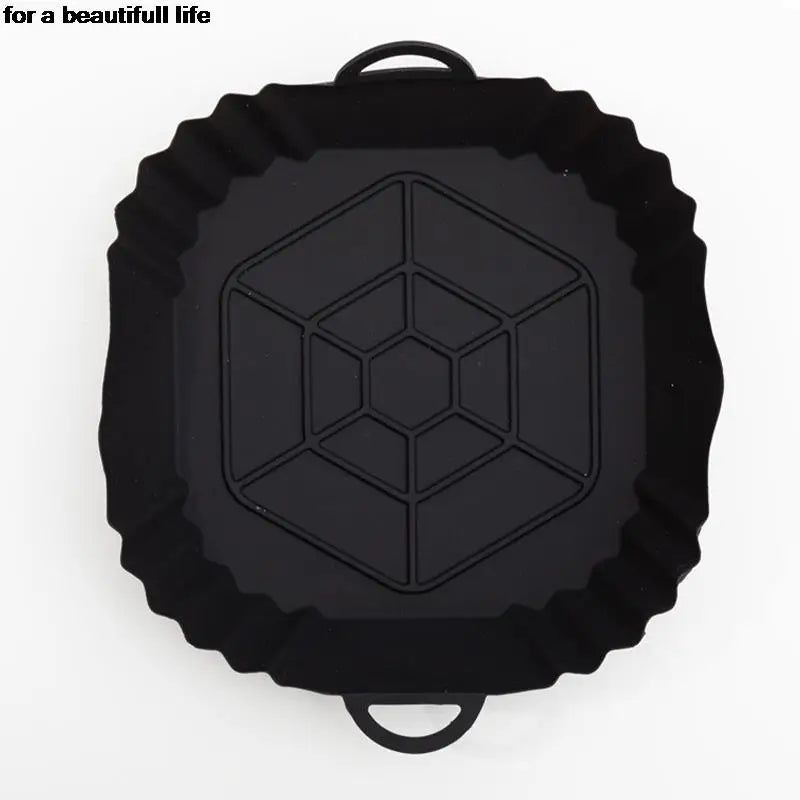 1PC Reusable Silicone Air Fryer Basket Oven Mold Baking Tray Pizza Fried Chicken Basket Round Square Pan Liner Accessories