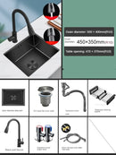 Household Black Sink for Kitchen Italian Metal Dry Handmade Kitchen Sinks Simple Small Light Luxury Kitchen Sinks for Bar