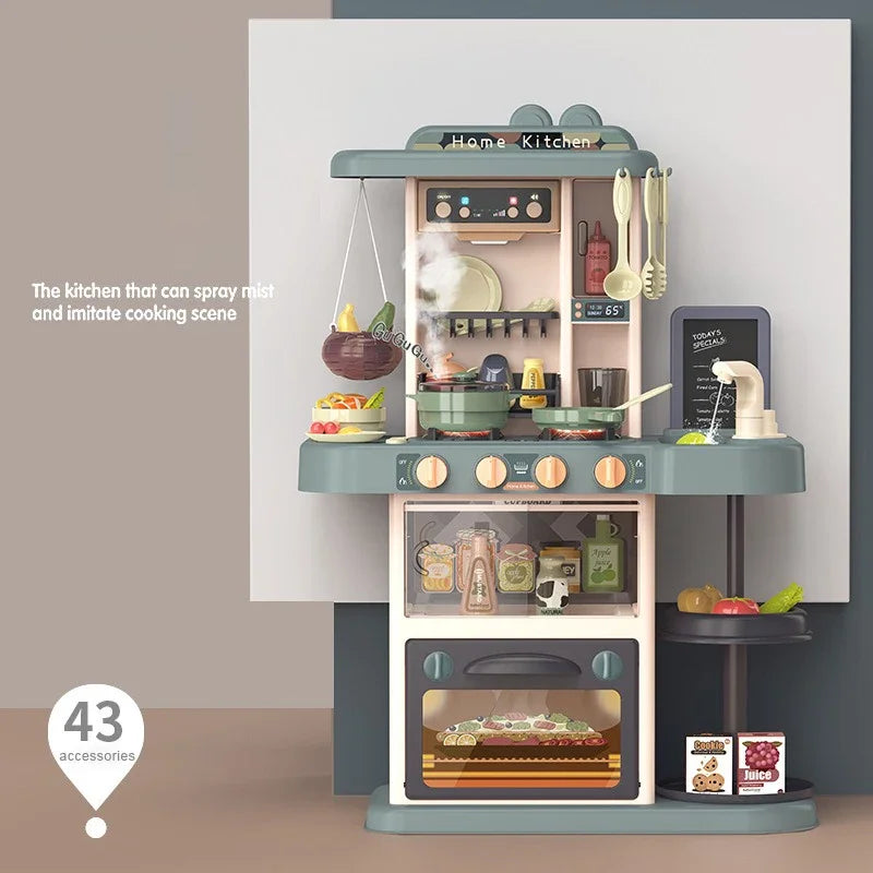 93cm Children's Kitchen Kids Toys, Kids Kitchen Cooking Set Gift Box for Girls, Luxury Version Tableware Set, 88 Accessories