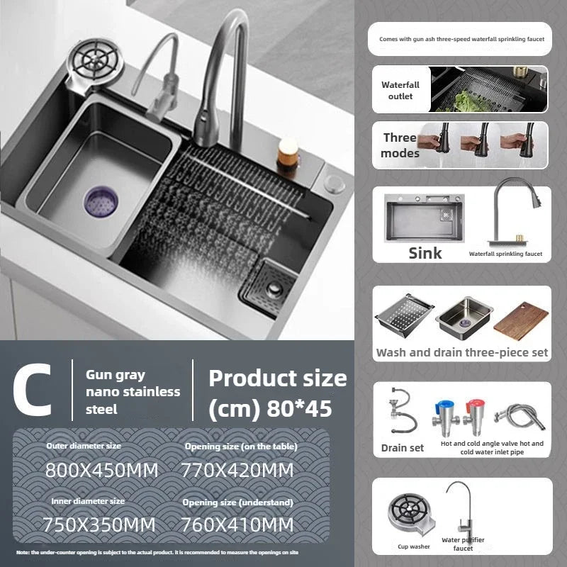 Kitchen Accessories Basin Large Thickened 304 Sink Stainless Steel Sink Single Vegetable Basin Dishwasher Table Stainless Steel