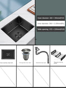 Household Black Sink for Kitchen Italian Metal Dry Handmade Kitchen Sinks Simple Small Light Luxury Kitchen Sinks for Bar