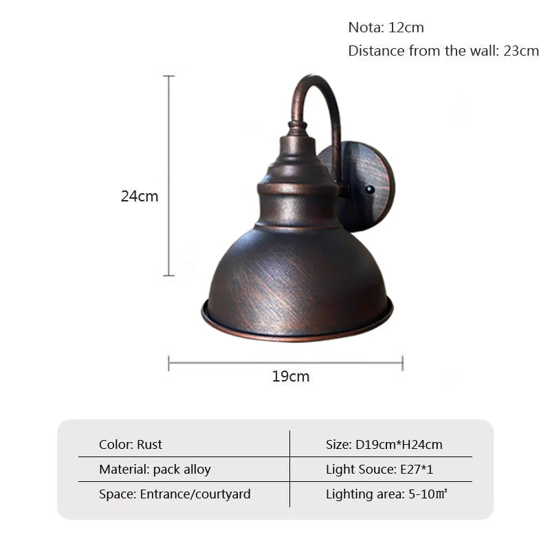 Retro Wall Lamp Industrial Outdoor Wall Light villages Decor Fixture Waterproof Rusty Metal Wall Sconce For Restaurant Corridor