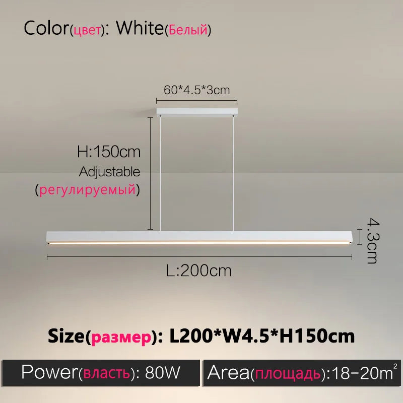 Designer dining room chandelier simple modern Nordic dining table bar table lamp minimalist led long office chandelier