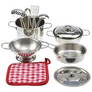 Stainless Steel Kids House Kitchen Toy Children Pretend Play Cookware Set