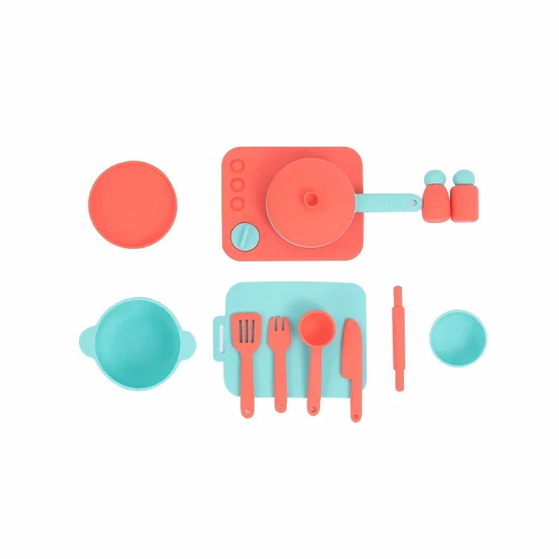 Food Grade Silicone Kitchen Toys Set for Kids Kitchen Accessories Pretend Play Cooking Toy BPA Free Children Educational Toys