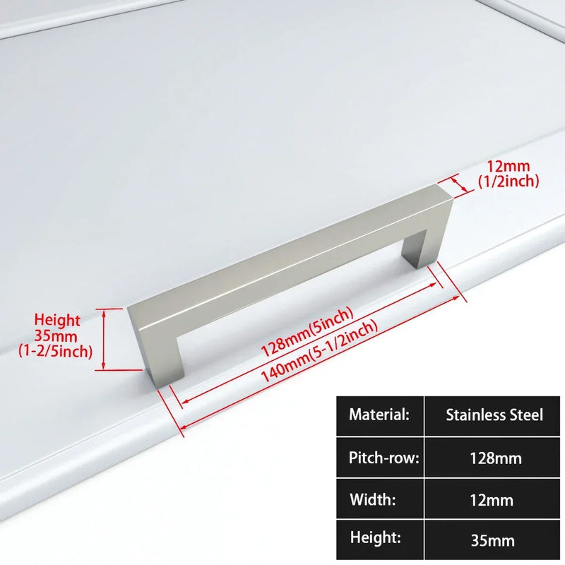 Square Furniture Hardware Black Cabinet Handle Stainless Steel Kitchen Door Knobs Cupboard Wardrobe Drawer Pulls